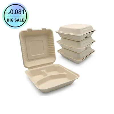 Biologiškai skaidūs Clamshell maisto konteineriai
